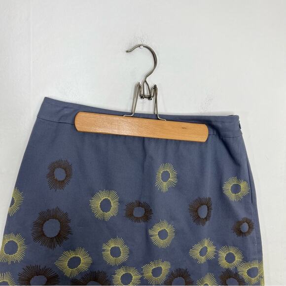 Boden Blue Embroidered Sunburst A line Pencil Skirt Size 8 - Picture 7 of 12